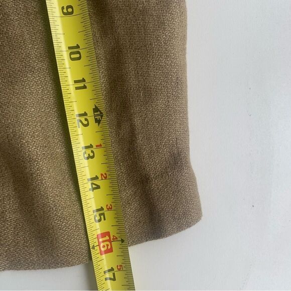 Maje Jet lag Linen Skirt 1 knit Pleated Khaki Flare Mini Elastic Waist Pockets - Picture 4 of 10